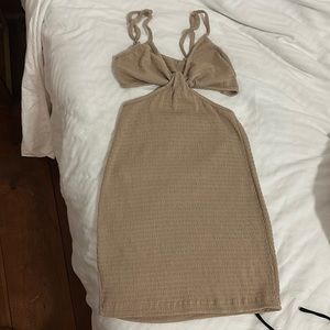Tan cut out mini dress